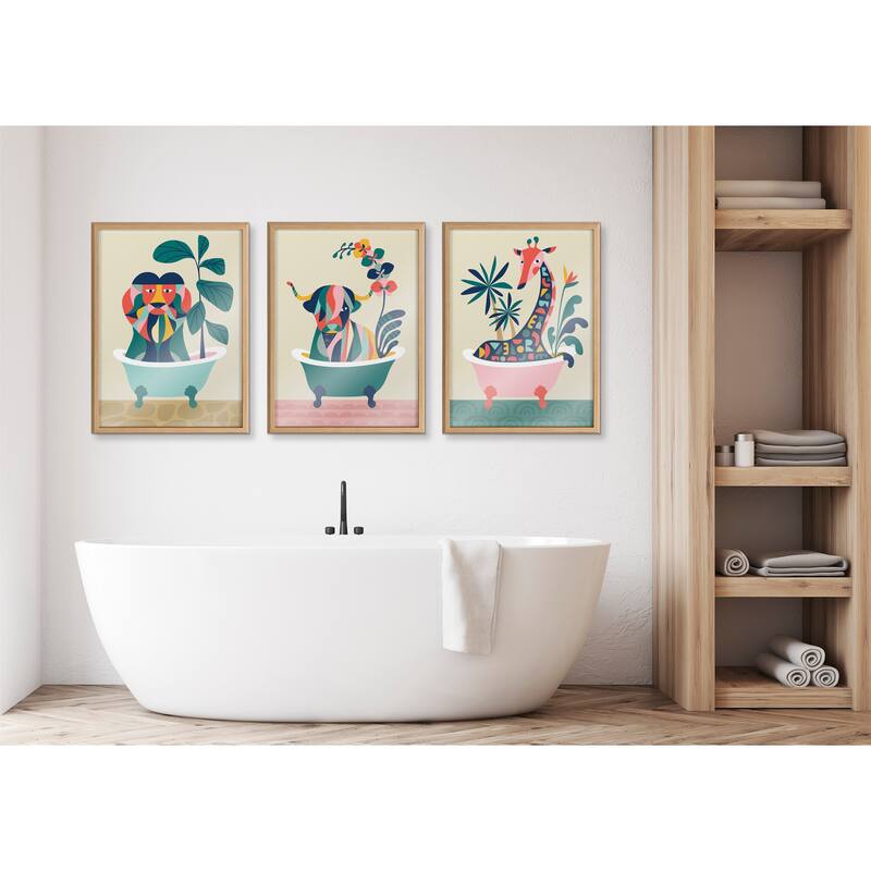 Kate and Laurel Blake MCM Cow Bathtub Printed Glass by Rachel Lee