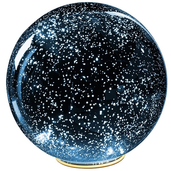 Lighted Mercury Glass Ball Sphere - Blue - LARGE