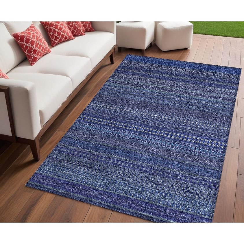 Rana Stripe Weather Resistant Blended Style Runner Outdoor Rug