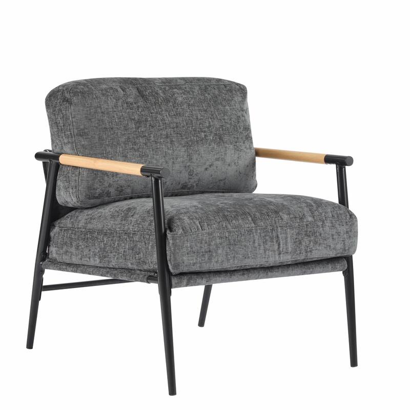 Minimalist Armchair - Soft Cushions, Wood/Metal Design, Compact