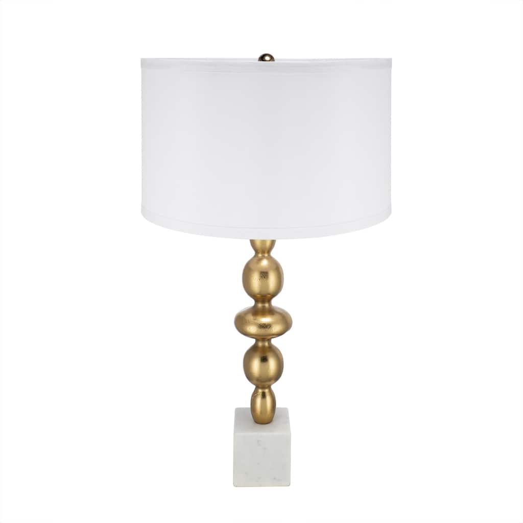 Table Lamp with Round Four-Tiered Body, Gold and White - Elegant Accent Lighting for Living Room or Study