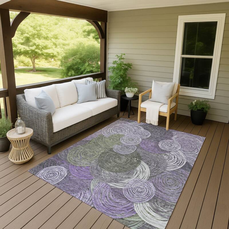 Machine Washable Indoor/ Outdoor Modern Twister Chantille Rug - Purple - 10' x 14'
