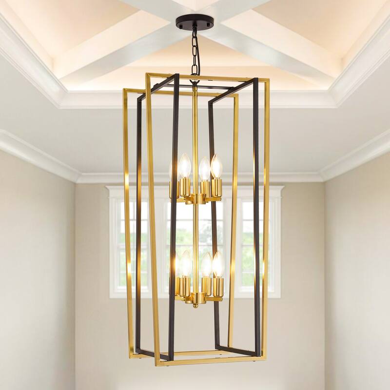 Modern Rectangle Chandelier Lantern Pendant Light Fixture