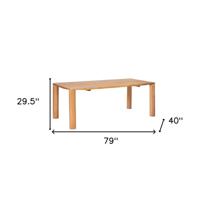 HomeRoots 79" Natural Solid Wood Dining Table - 79.00 in. x 29.50 in. x 40.00 in.