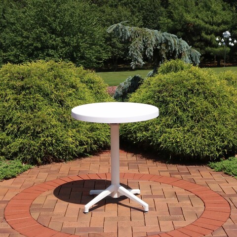 Sunnydaze Indoor/Outdoor All-Weather Round Foldable Table - Plastic - White
