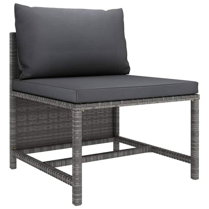 Ley 4pc Outdoor Modular Sofa Set, Dark Gray Polyester, Poly Rattan