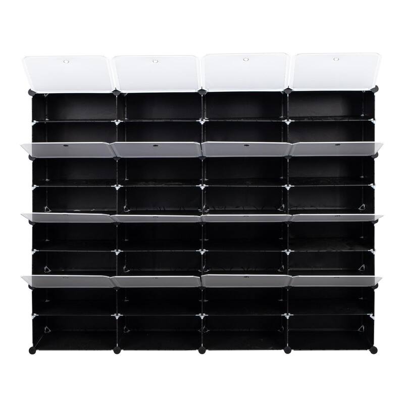 8-Tier Portable 64 Pair Shoe Rack Organizer 32-Cube Storage Organizer