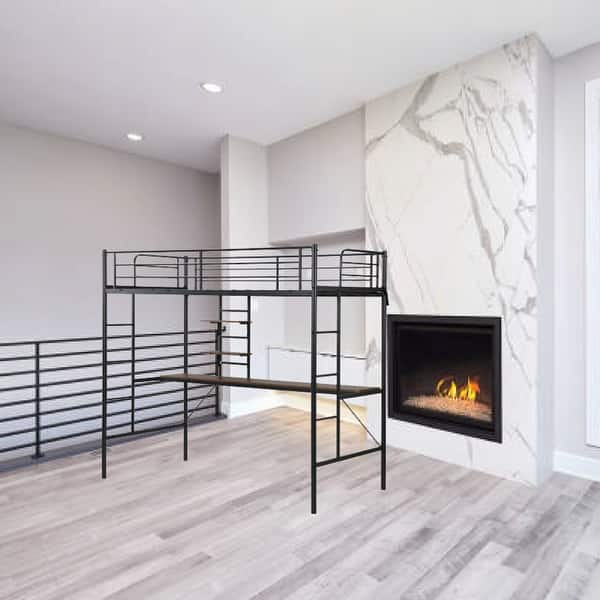 slide 2 of 6, Twin loft bed Black bunk bed MDF+Steel bed store