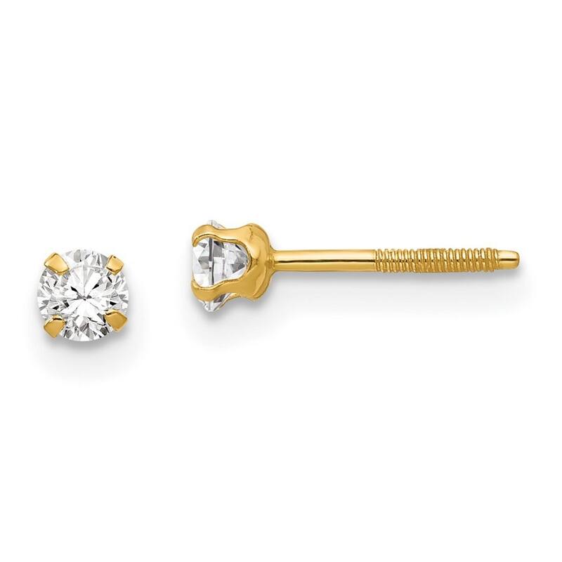 Curata 14k Yellow Gold 3mm Synthetic Spinel Earrings