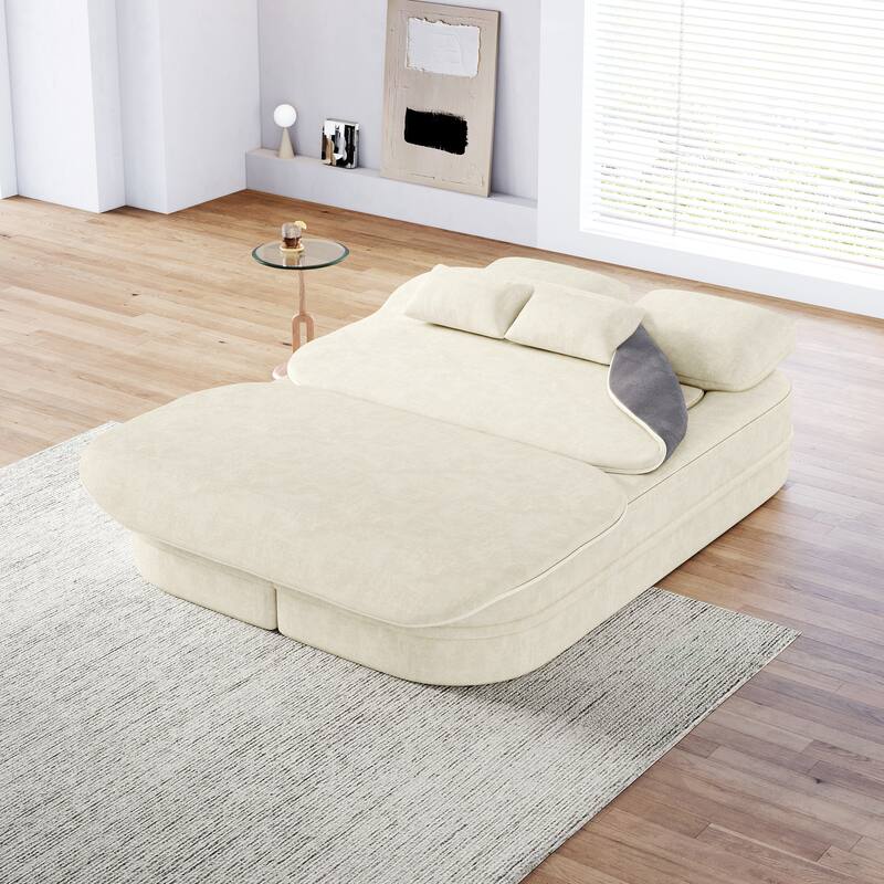 Chenille Foldable Sleeper Sofa Bed Convertible Full Size Floor Bed