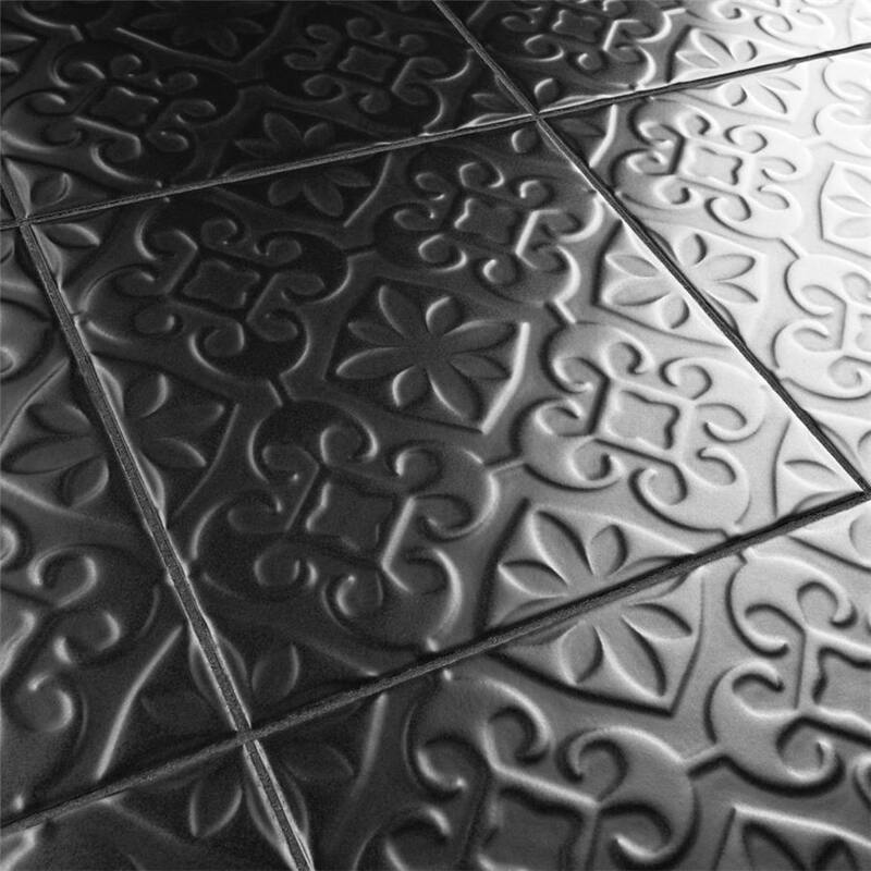 Merola Tile Triplex Valverde Black 7-3/4" x 7-3/4" Ceramic Wall Tile