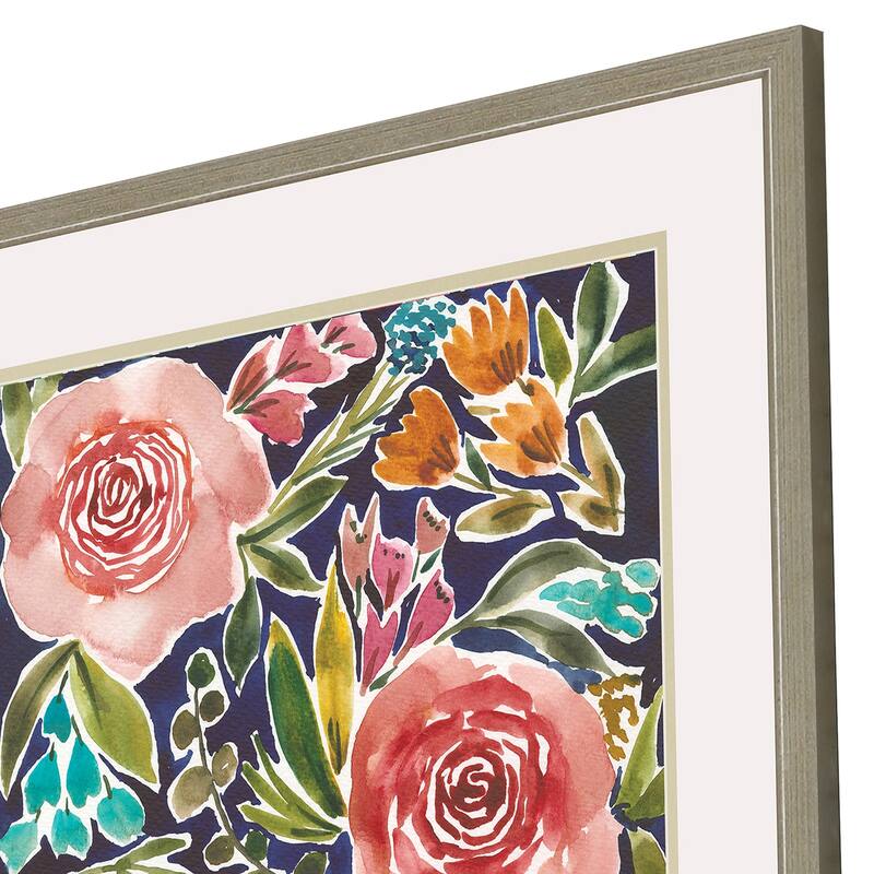 Flower Patch S/2 Framed Art Giclee Under Glass - Multi-Color