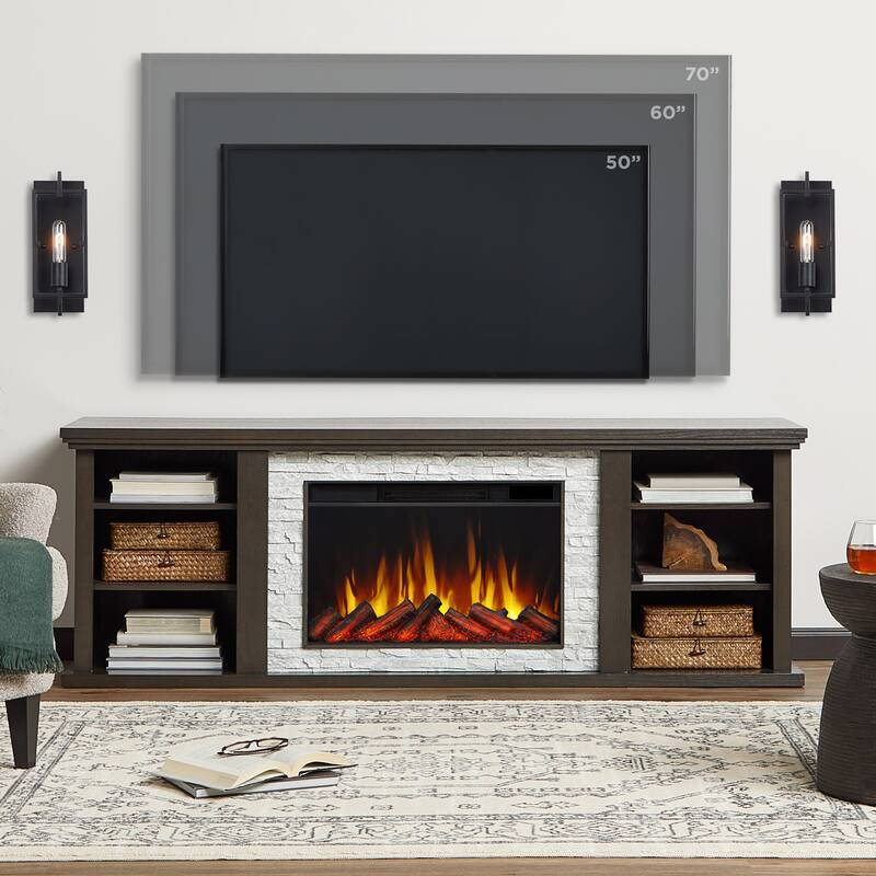 Kenai 72" Electric Slim Fireplace TV Stand in Dark Oak by Real Flame