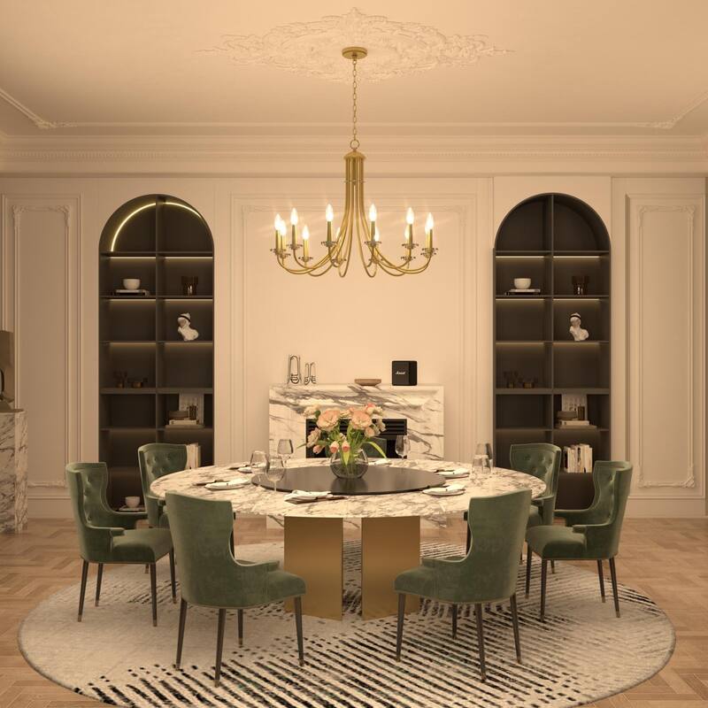 Modern 12-light Dimmable Empire Gold Chandelier