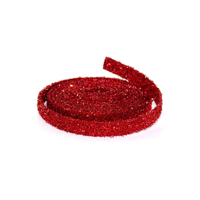 Red Glitter Rope Ribbon (Set of 12 Rolls) - N/A