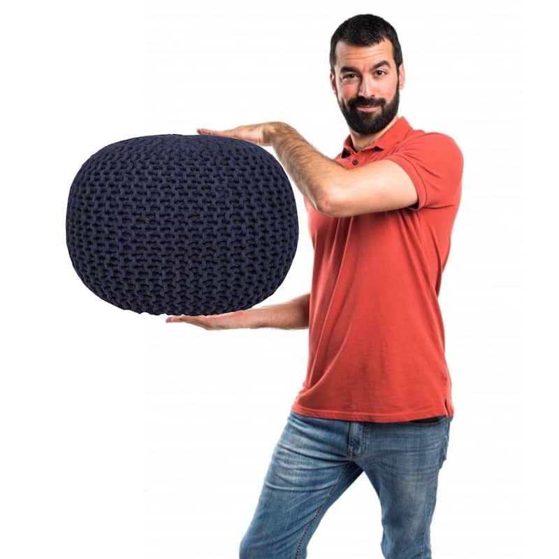 AANNY Designs Lychee Knitted Cotton Round Pouf Ottoman