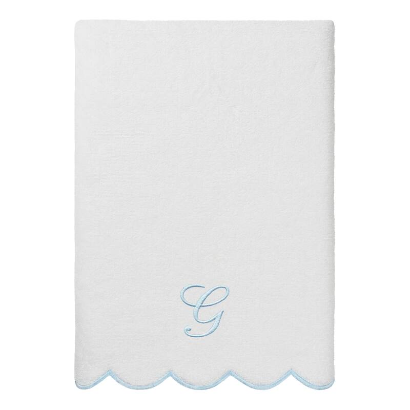 Authentic Hotel and Spa 100% Turkish Cotton Blue ADORNIA Scallop Personalized 3 Piece Towel Set - 3 Piece Set