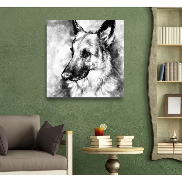 Animal Window Drapes German Shepherd Dog Oil Painting Short Kitchen Curtains Set 