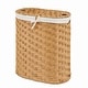 preview thumbnail 13 of 26, Seville Classics Handwoven Lidded Oval Double Laundry Hamper, 22.75" W x 13" L x 24" H