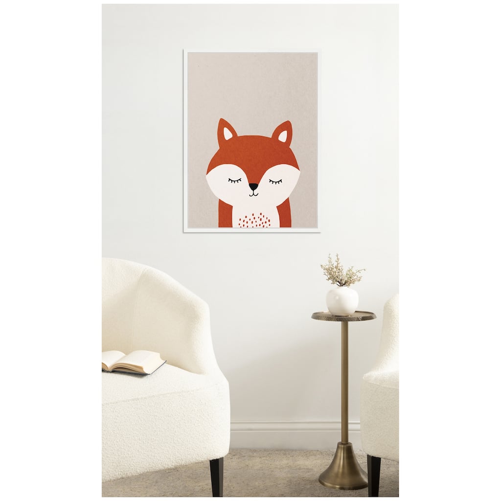 Kate and Laurel Fox by July Art Prints Framed Canvas Wall Art Print