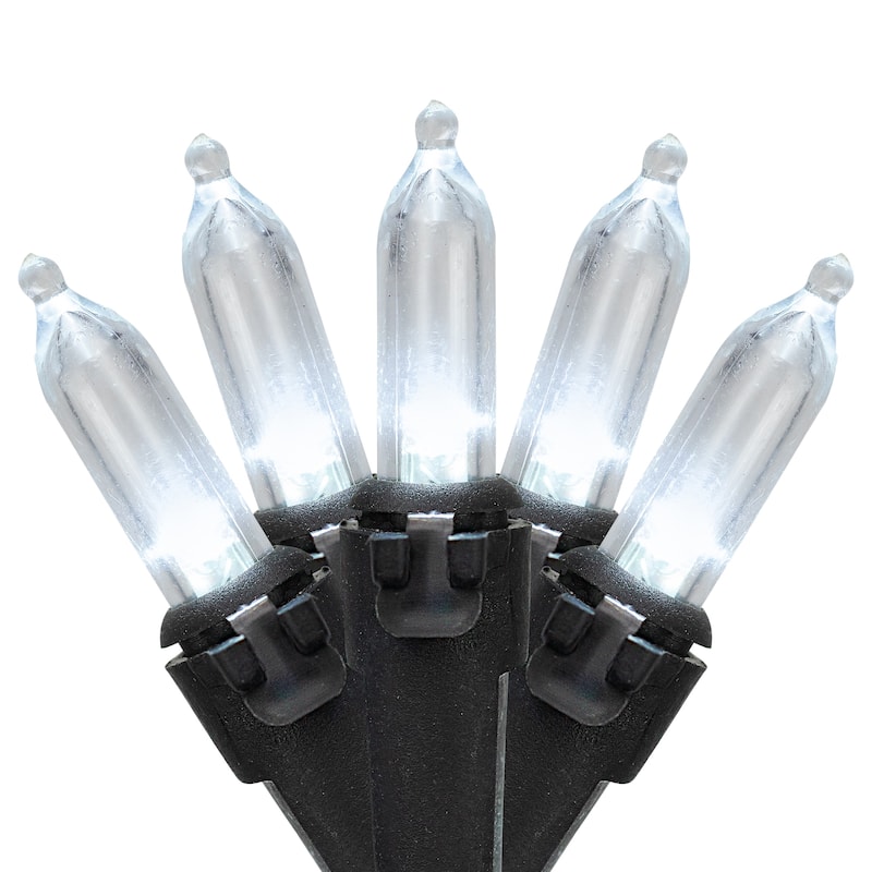 LED Mini Christmas Lights - Pure White - 33' Black Wire - 100ct