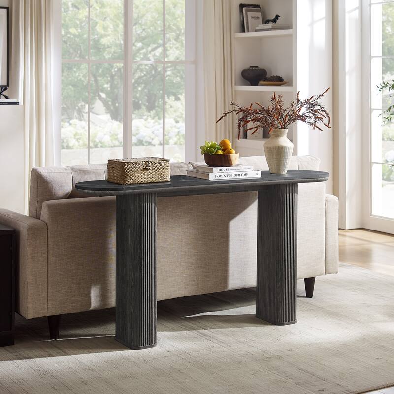 63" Modern Console Table, Entryway Table, Sofa Table with Fluted Bases