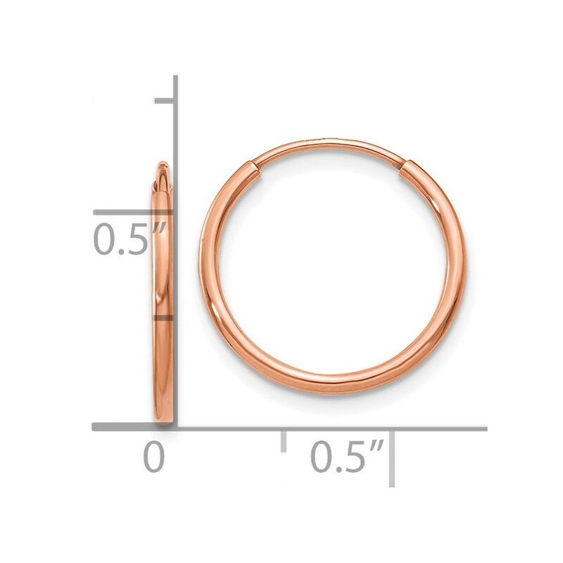 Curata 14k Rose Gold Polished Endless Hoop Earrings - 16x16mm