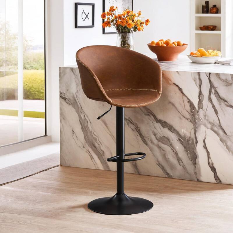 Adjustable Swivel Bar Stools,Modern PU Leather Upholstered Counter Height Bar Stool,Kitchen Barstools with Minimalism style