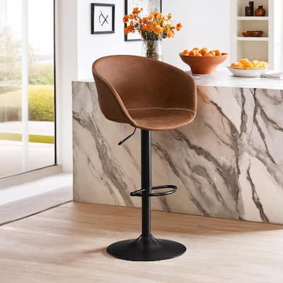 Adjustable Swivel Bar Stools,Modern PU Leather Upholstered Counter Height Bar Stool,Kitchen Barstools with Minimalism style