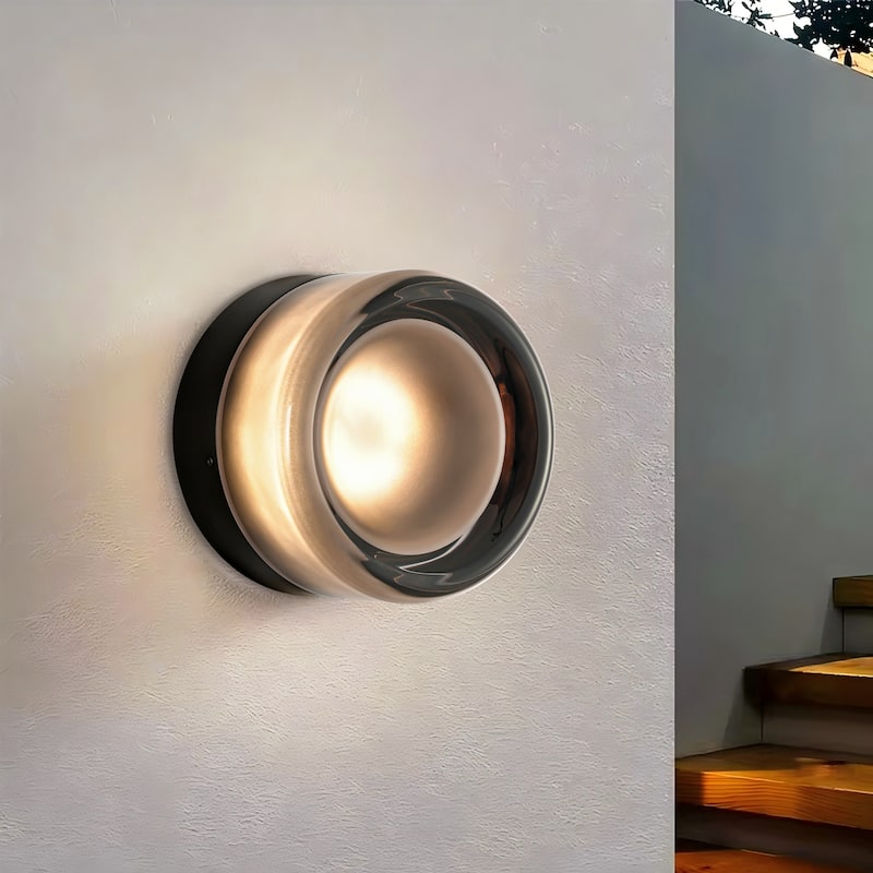 Modern Dome Dimmable LED Bathroom Vanity Light/Glass Dimple Wall Sconces - Grey