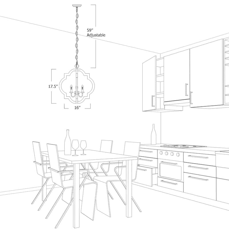 Farmhouse 3-Light Lantern Wood Chandelier Foyer Island Lights for Dining Room - D 16" x H 77.5"