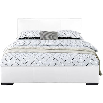 Abbey White Faux Leather Upholstered Platform Bed