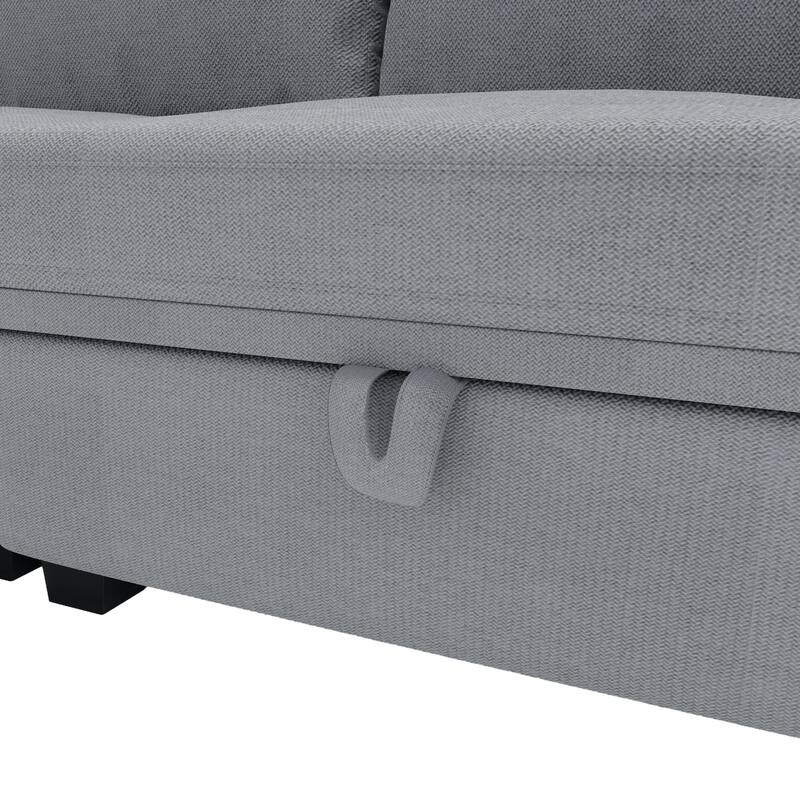 Linen Fabric U Shaped Modular Couch Set with Ottomans and Storage Seats