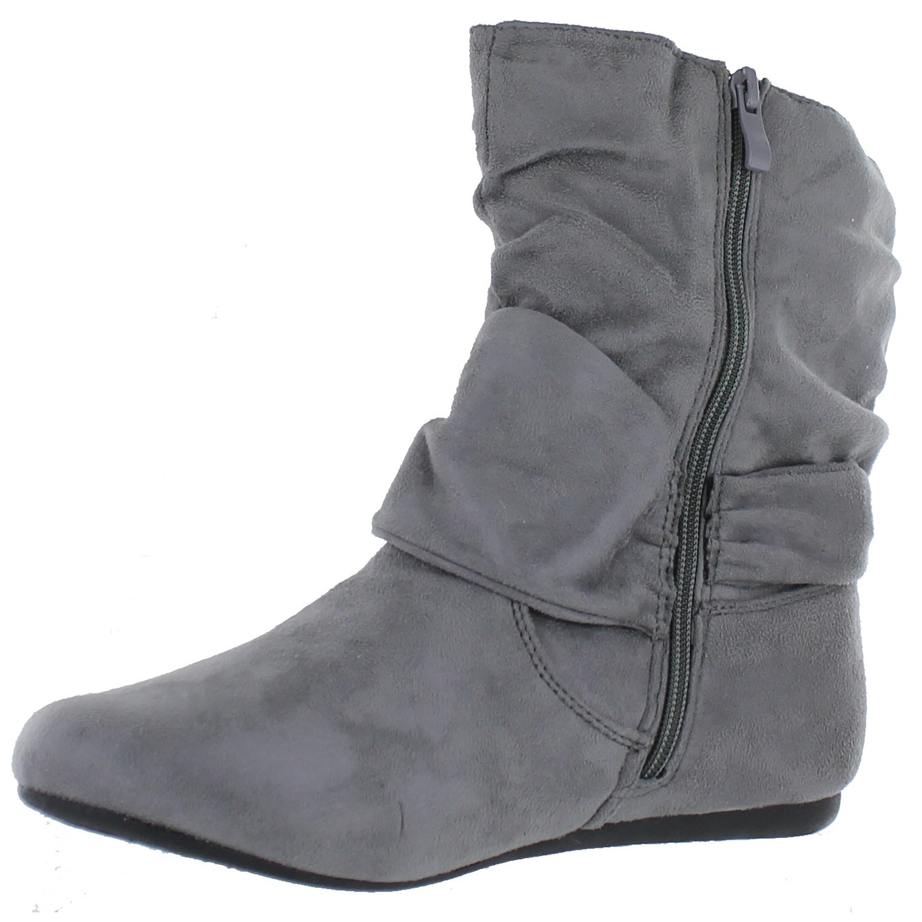 flat gray boots