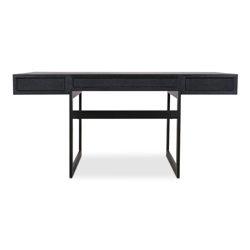 NADAAL STUDIOS Vaughn Desk, Solid Oak Frame, Vegan Shagreen Upholstery, Black