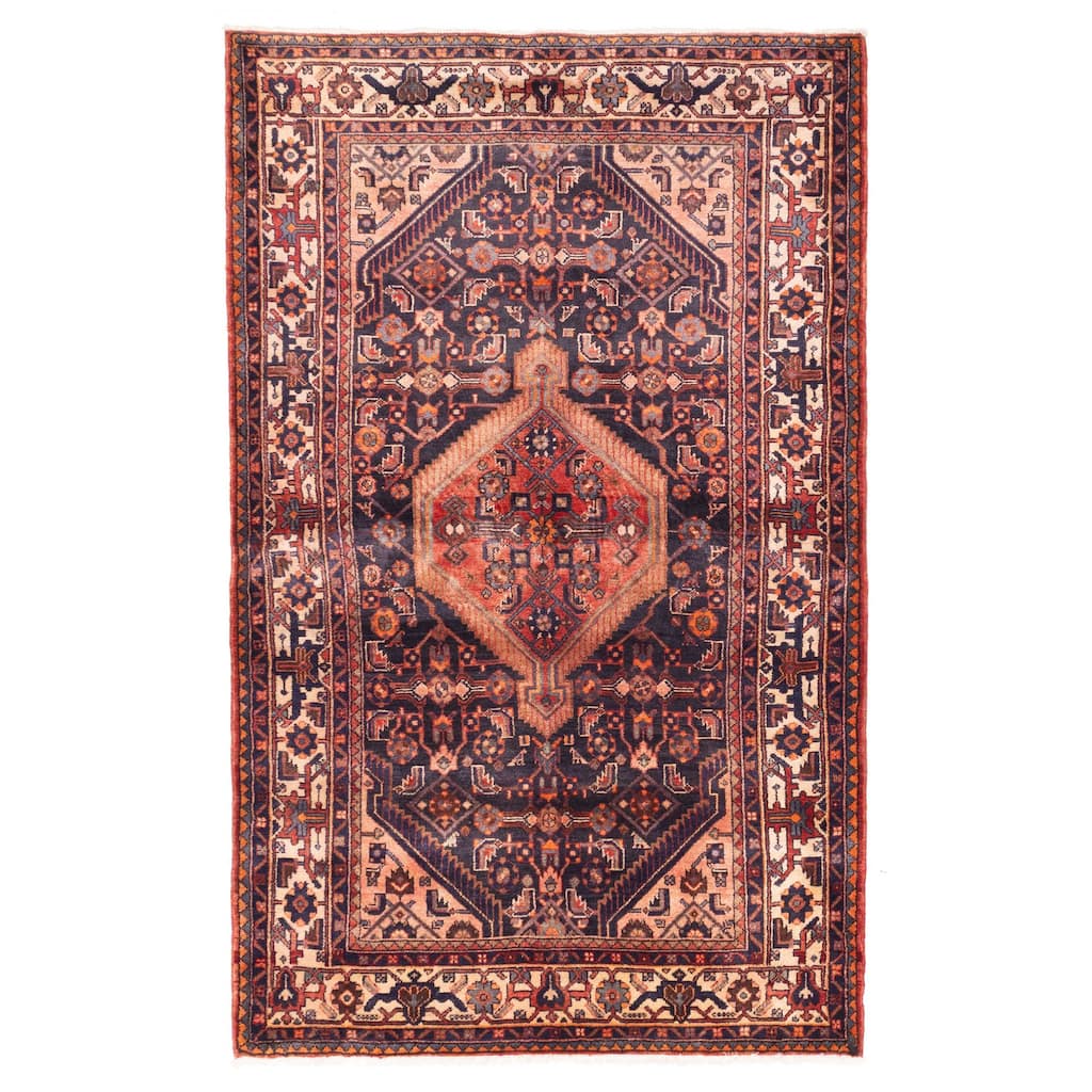 ECARPETGALLERY Hand-knotted Anadol Dark Navy Wool Rug - 4'6 x 7'3