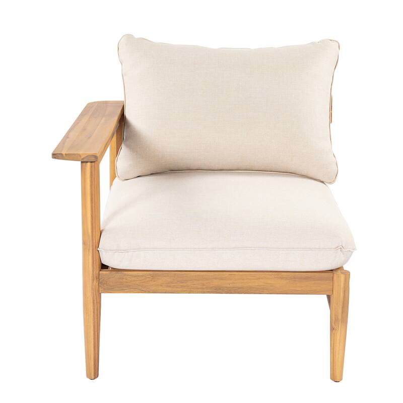 Roomfitters Terassi Outdoor Sectional Sofa L-Shape Solid Acacia Wood Modular Seating, Light Teak Beige