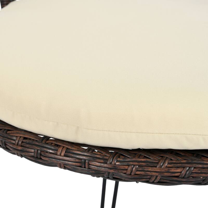 All Weather Outdoor Leisure Conversation Set, PE Rattan Single Chairs Set of 2 with A Glass Round Table