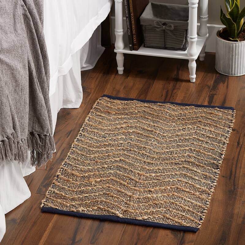 DII Black With Natural Jute Chevron Hand-Loomed Rug - 2' x 3' Oval