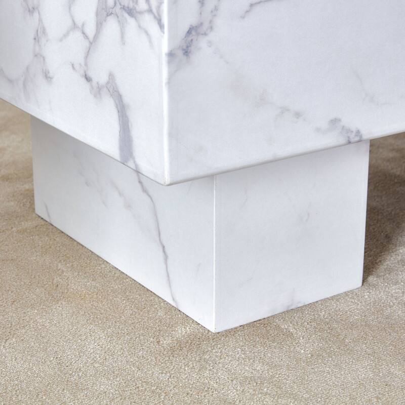 43.3" Length Coffee Table with Marble Texture