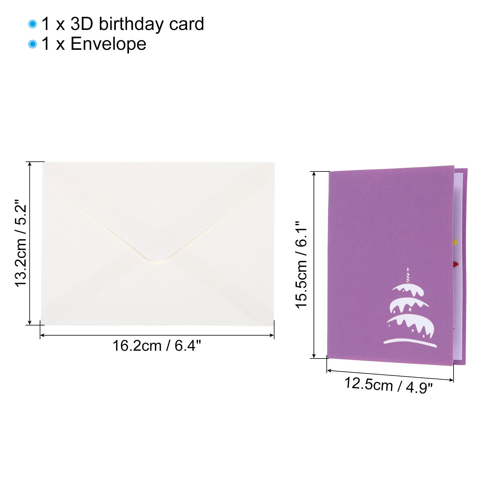 Birthday Card Pop-Out Cake Birthday Card Gift Card Funny Happy Birthday 3D Sweet with Envelope for Women Gift Best Friend