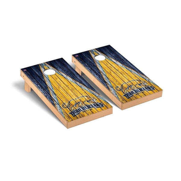 slide 2 of 5, Massachusetts College of Liberal Arts Trailblazers Triangle Cornhole Board Set