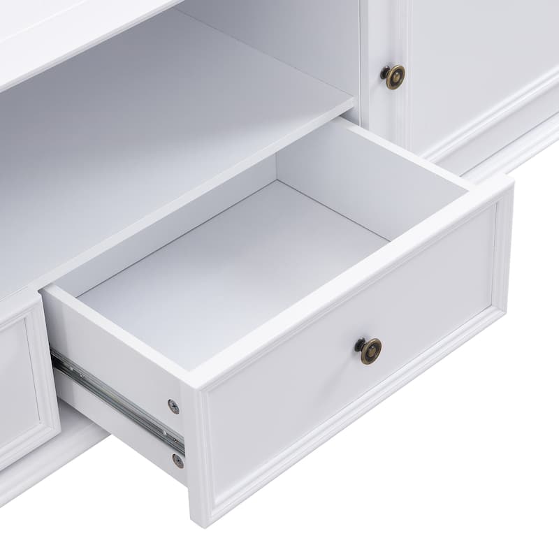 Modern TV Stand Entertainment Center for TVs up to 80 Inches, TV Console Table Media Storage Cabinet with 2 Drawers