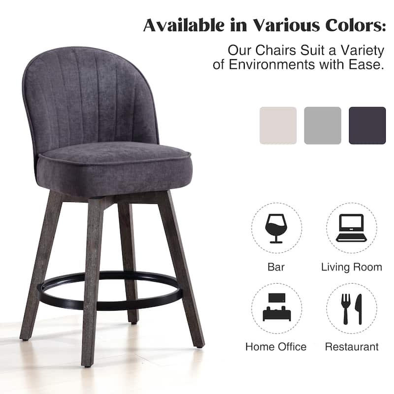 HOMYKA Swivel Bar Stool with Wood Legs Set of 4