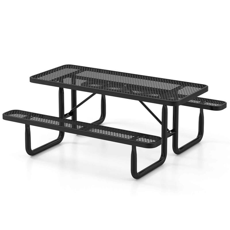 Costway 72" Coated Steel Camping Table with Seats Outdoor Picnic Table - See Details