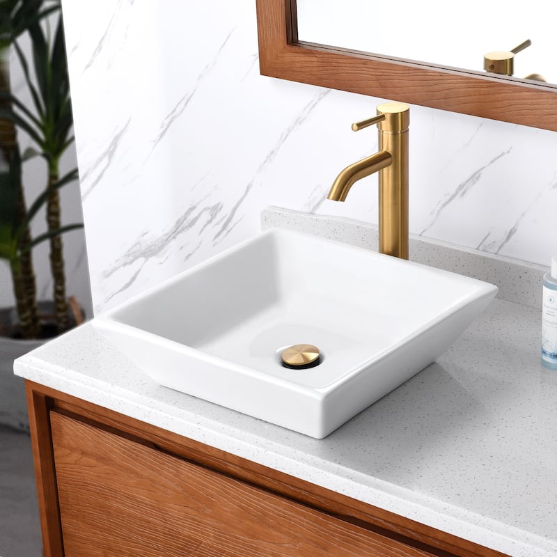 Luxier CS-006 Square Bathroom Ceramic Vessel Sink Art Basin in White