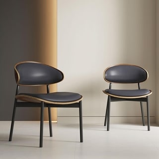 Modern Dining Chair 2 Piece Set Ergonomic Foam-Padded Chairs with Curved Backrest - 18.5"Wx18.5"Dx29.13"H