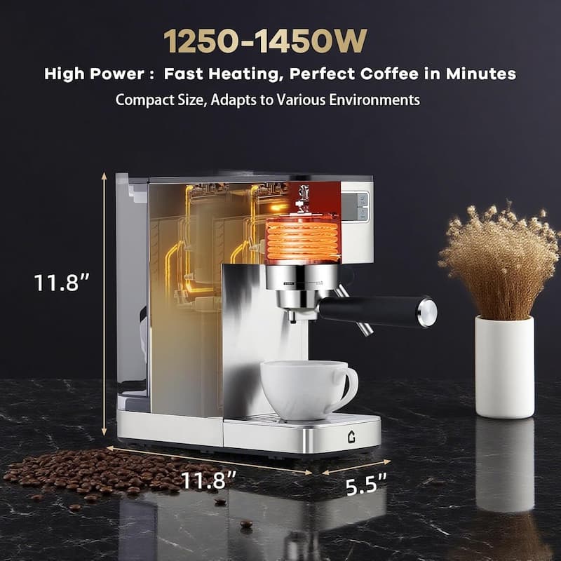 20 Bar Espresso Machine, with Removable Water Tank