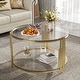 preview thumbnail 16 of 23, Modern Black Mirror Coffee Table with Gold Finish & Lower Shelf by Harper&Bright Designs Transparent