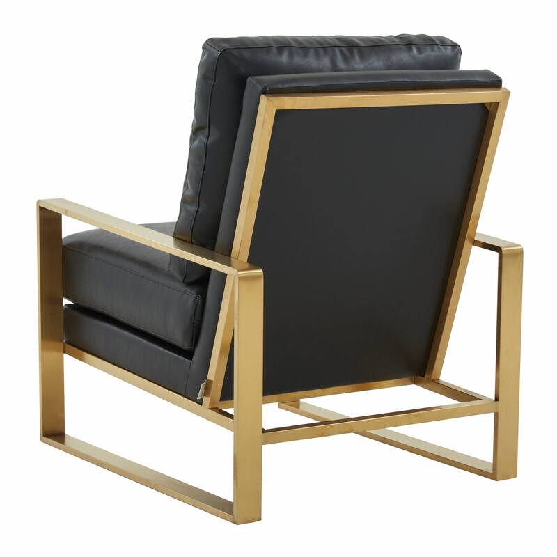 LeisureMod Jefferson 3-Piece Leather Armchairs and Geometric Coffee Table Set - 36"